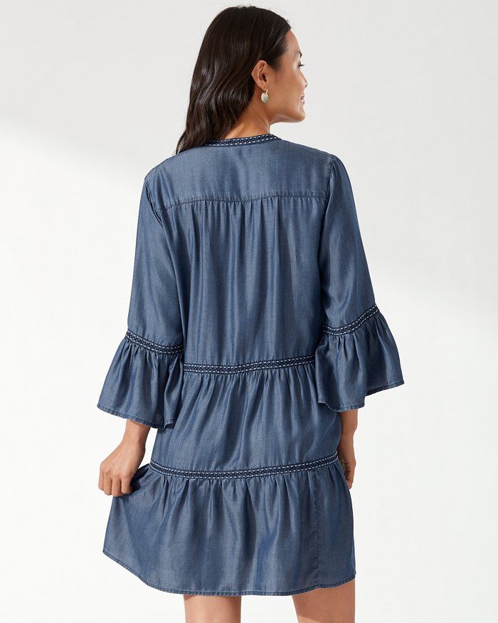 Chambray Embroidered Coverup Dress